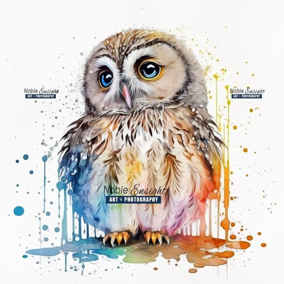 16x20 Owl Watercolor Oil Painting‎ Wall Art Poster - Picture 5 of 6